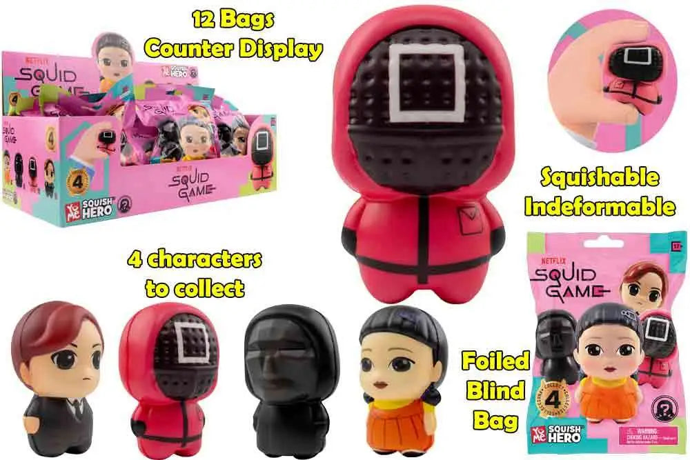 SQUID GAME - FOAM SQUISHY - BLIND BAGS COUNTER DISPLAY (12 UNITS) Frikytopia