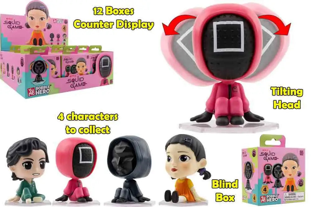 SQUID GAME - BOBBLE HEAD - BLIND BOXES COUNTER DISPLAY (12 UNITS) Frikytopia
