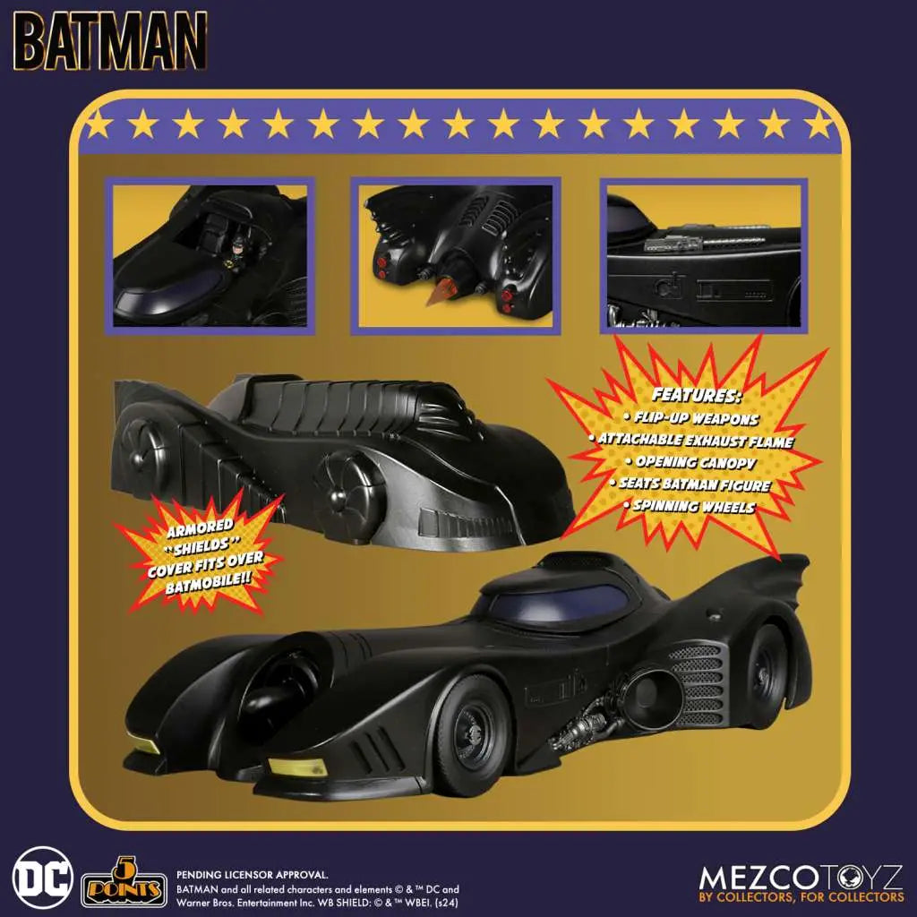 Figura mezco toyz dc universe batman 1989 5 points batmobile 9.5cm