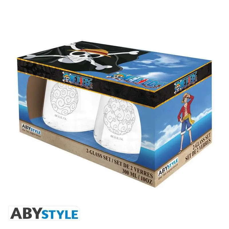 ONE PIECE DEVILS FRUITS GLASS SET (2) Frikytopia