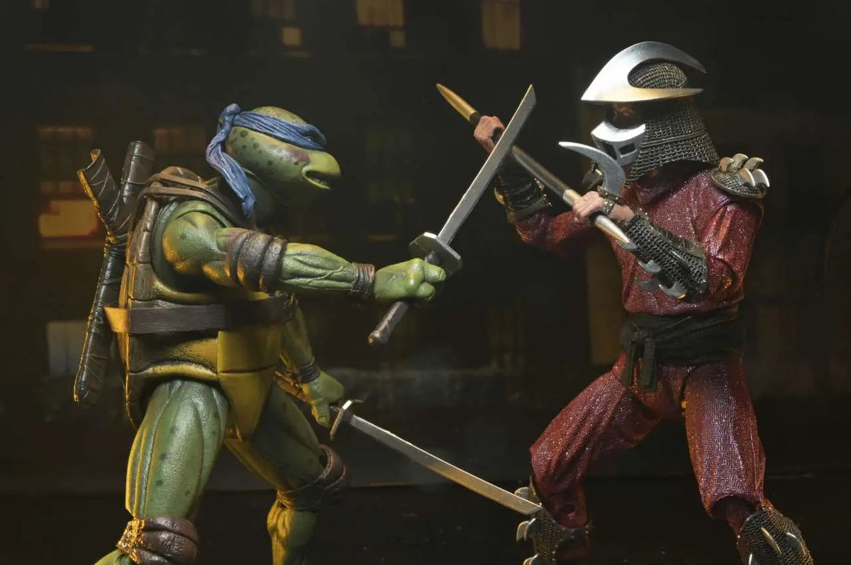 Tortugas Ninja (1990 Movie) Figura Roof Top Battle Shredder vs Leo 18 cm