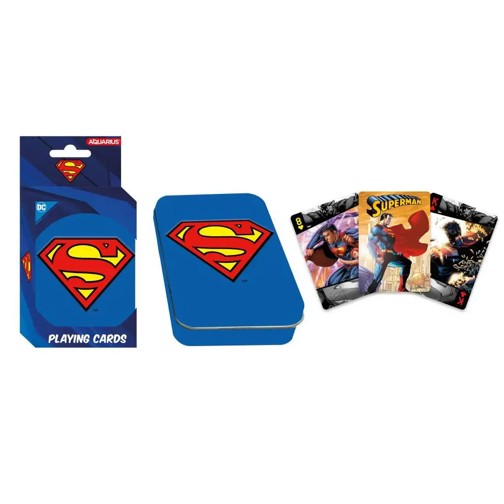 DC COMICS SUPERMAN PLAYING CARDS (EMBOSSED TIN GIFT BOX PACKAGING) Frikytopia