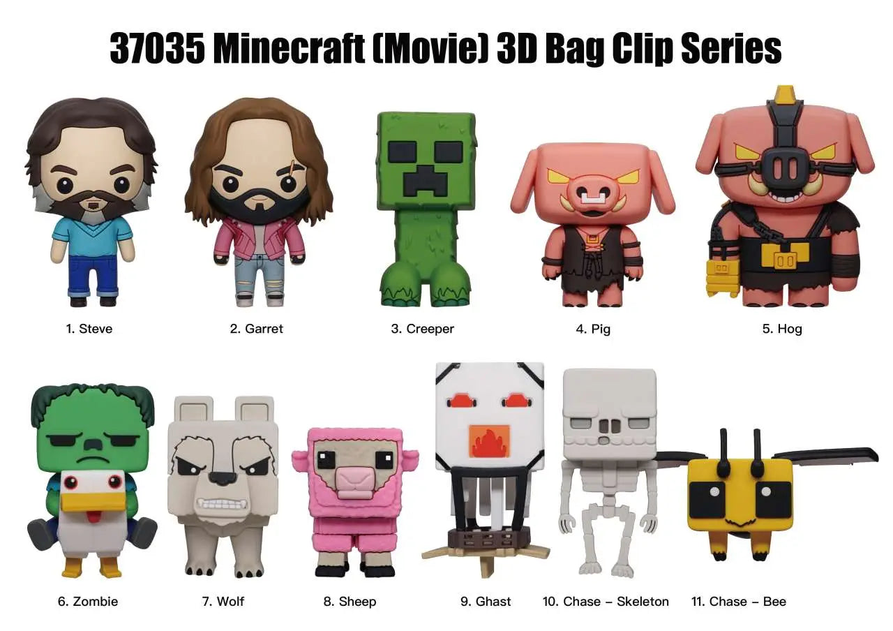 MINECRAFT MOVIE S.1 3D Bolsa CLIP BLIND Caja DISPLAY (24)