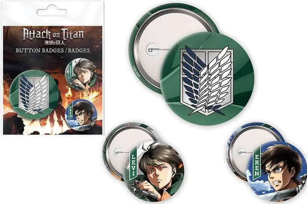 ATTACK ON TITAN EREN LEVI Chapa PACK Frikytopia