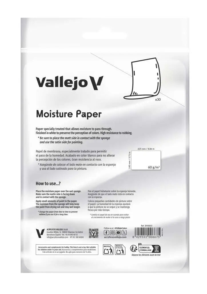 WET PALETTE 30 SHEETS OF MOISTURE PAPER B9003