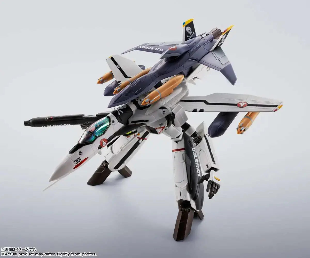Macross Figura Hi-Metal R Chogokin VF-0S Phoenix (Roy Focker Use) & QF-2200D-B Ghost Set 14 cm