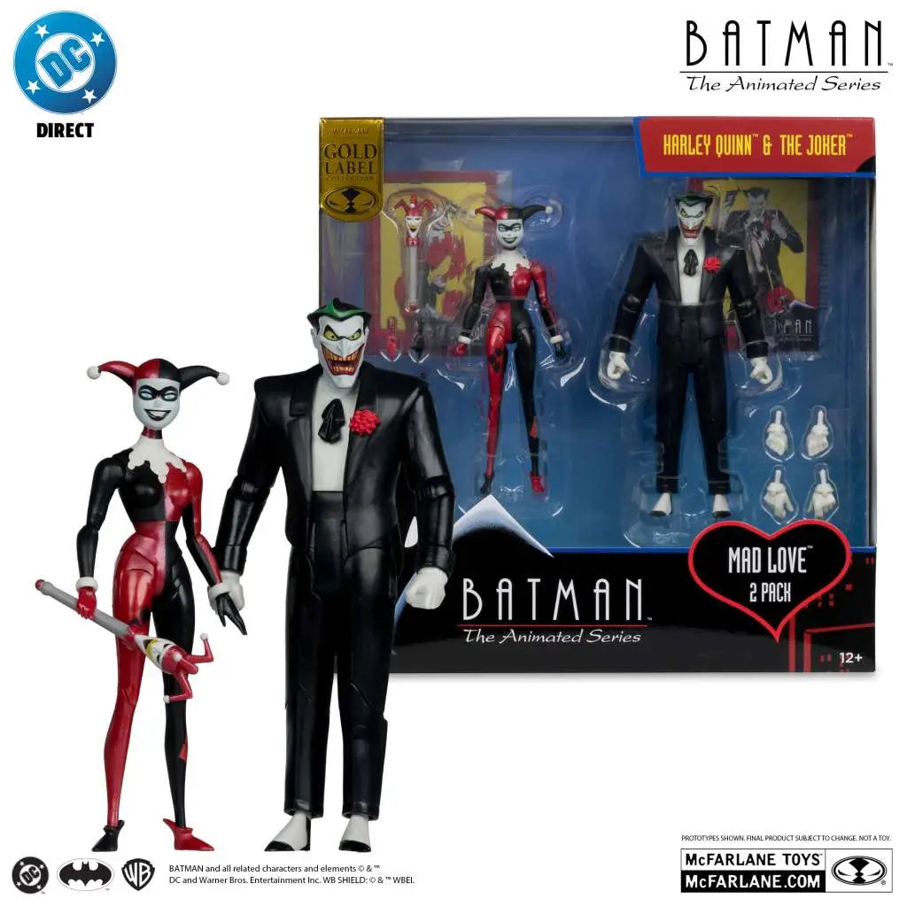 Batman: la serie animada DC Direct Figuras Harley Quinn & The Joker (Mad Love) (Gold Label) 18 cm