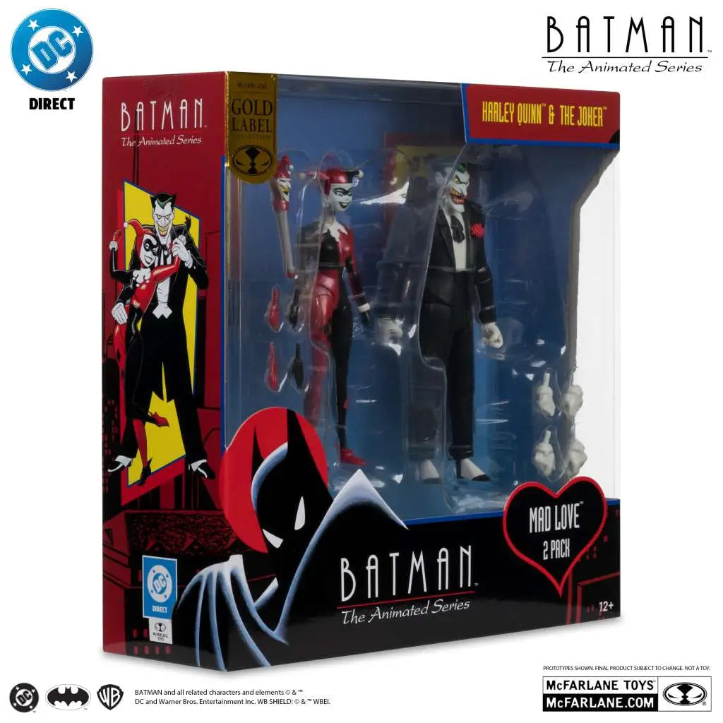 Batman: la serie animada DC Direct Figuras Harley Quinn & The Joker (Mad Love) (Gold Label) 18 cm