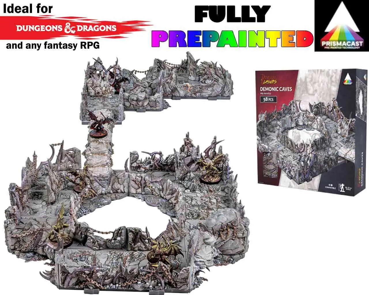 DUNGEONS & LASERS DEMONIC CAVES PRISMACAST PRE-PAINTED TERRAINS Frikytopia