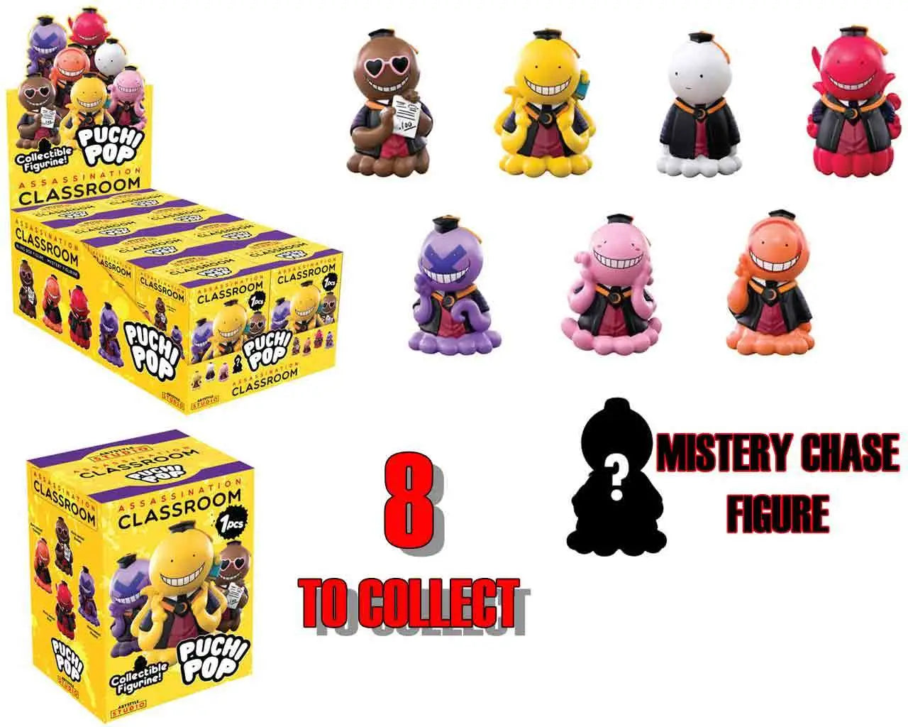 ASSASSINATION CLASSROOM PUCHIPOP MINI FIG BLIND Caja DISPLAY (8) Frikytopia
