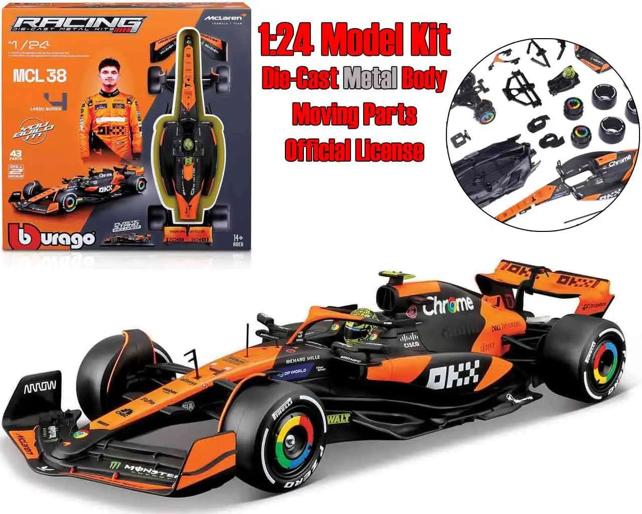 MCLAREN F1 MCL38 - LANDO NORRIS WITH HELMET - MODEL KIT 1:24 Frikytopia