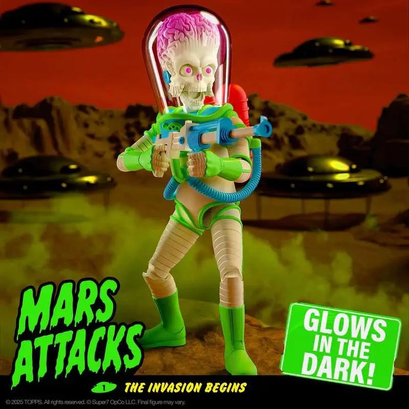MARS ATTACKS ULTIMATES! WAVE 02  MARTIAN INVASION BEGINS GLOW IN THE DARK Frikytopia