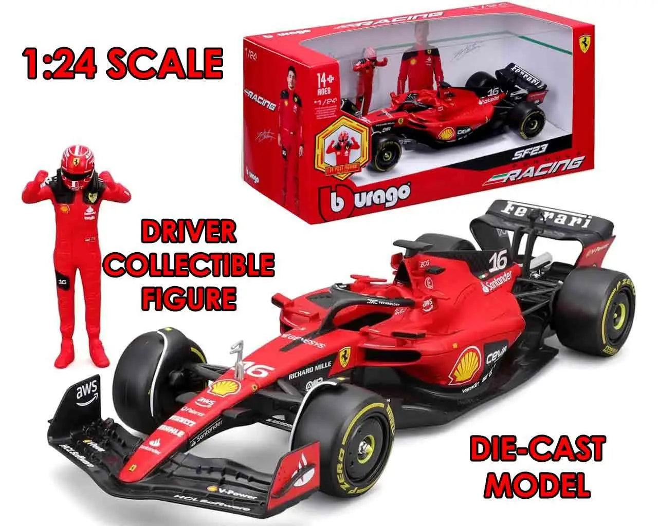 F1 FERRARI SF-23 WITH LECLERC FIGURE - 1:24 DIE-CAST MODEL Frikytopia