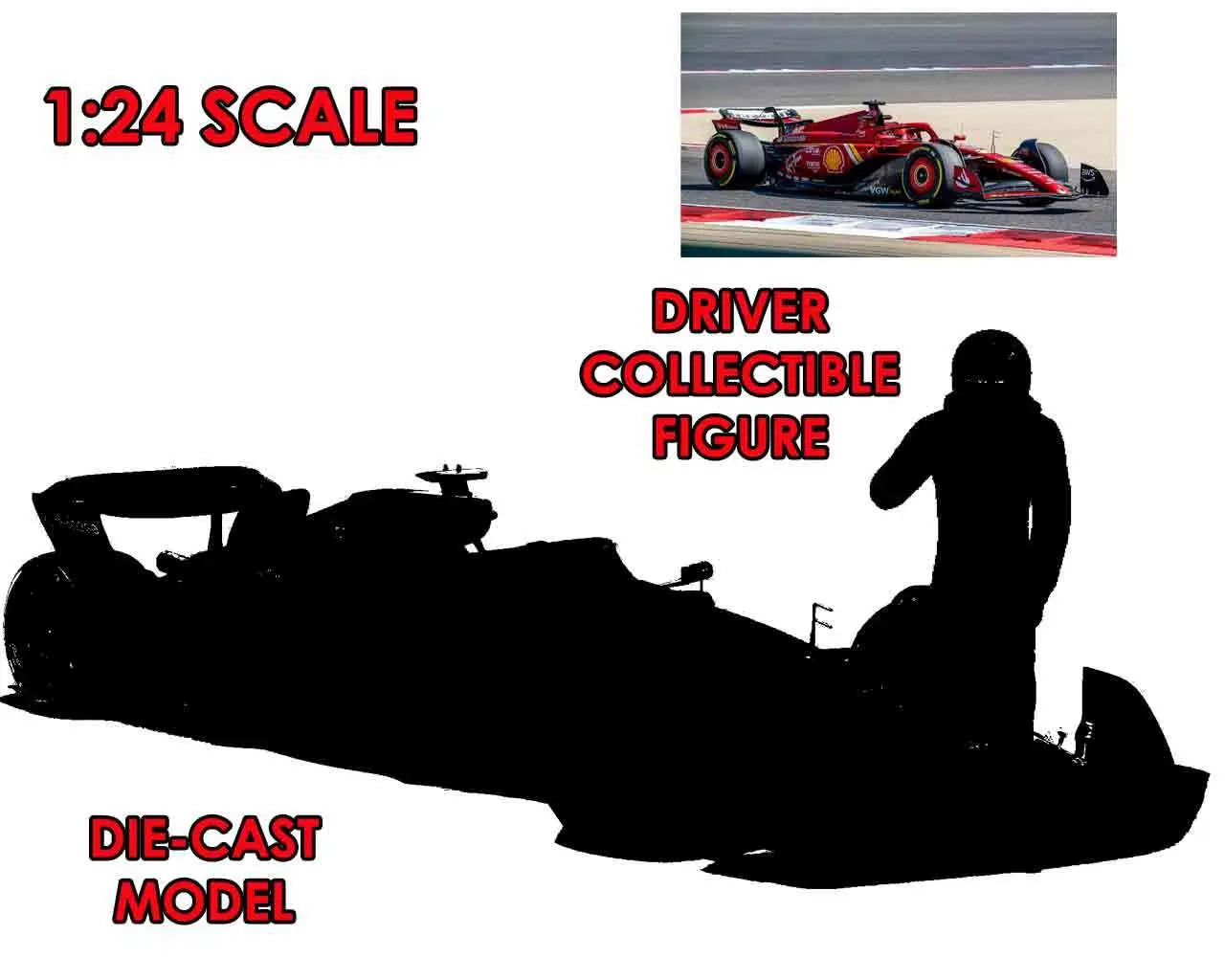 F1 FERRARI SF-24 WITH LECLERC Figura - 1:24 DIE-CAST MODEL