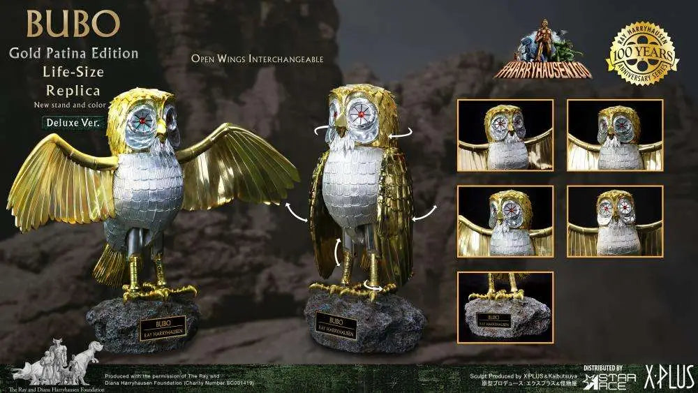 CLASH OF TITANS BUBO GOLD PATINA DELUXE OPEN/CLOSED WINGS SET Réplica Frikytopia
