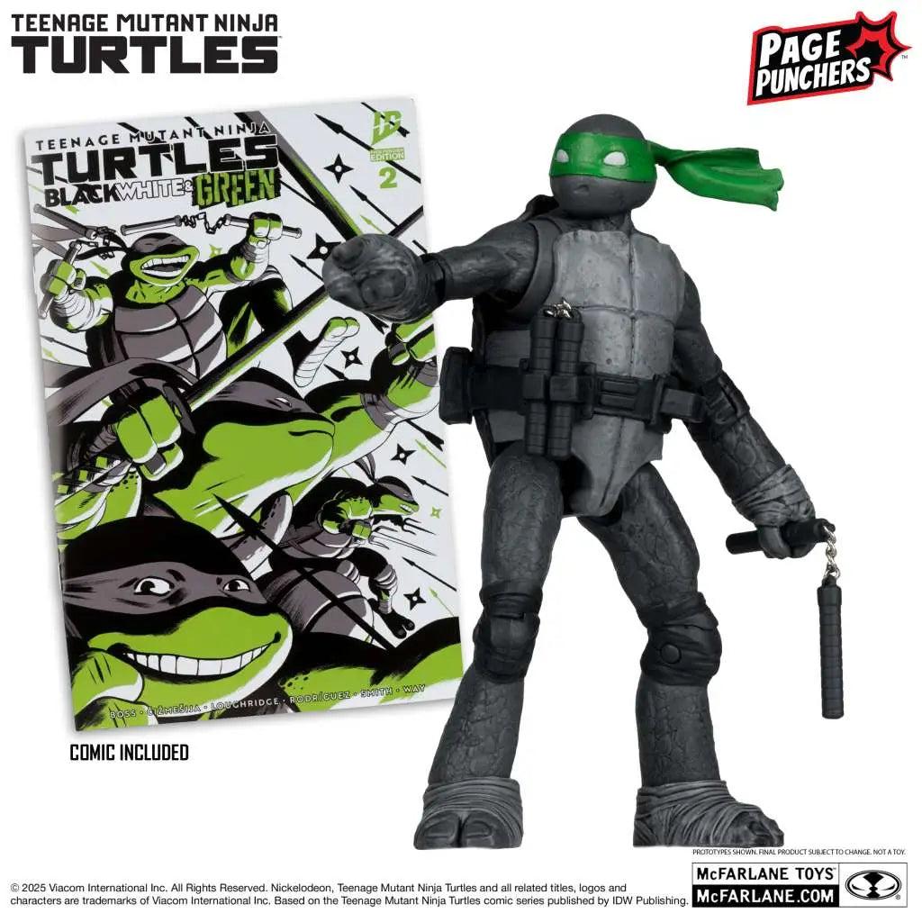 Las Tortugas Ninja Page Punchers Figura Michelangelo (Black White & Green) (Red Platinum Edition) 13 cm