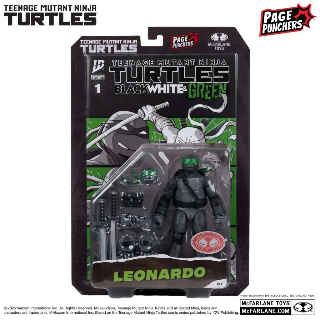 Las Tortugas Ninja Page Punchers Figura Leonardo (Black White & Green) (Red Platinum Edition) 13 cm