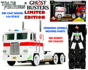 TRANSFORMERS G1 X GHOSTBUSTERS OPTIMUS PRIME x ECTO 1 1/24 DIE-CAST MODEL