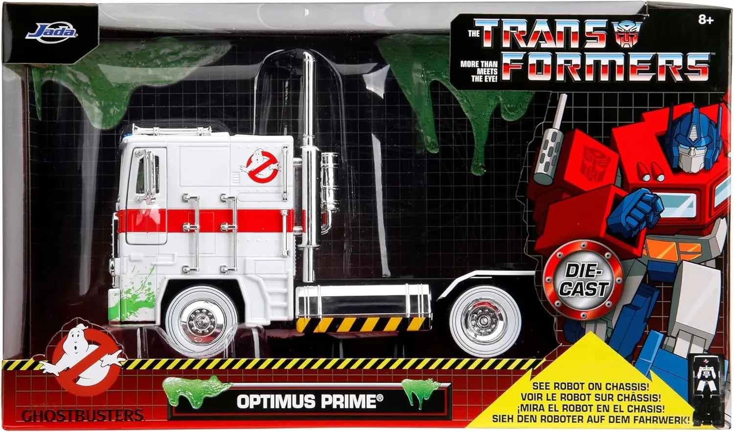 TRANSFORMERS G1 X GHOSTBUSTERS OPTIMUS PRIME x ECTO 1 1/24 DIE-CAST MODEL