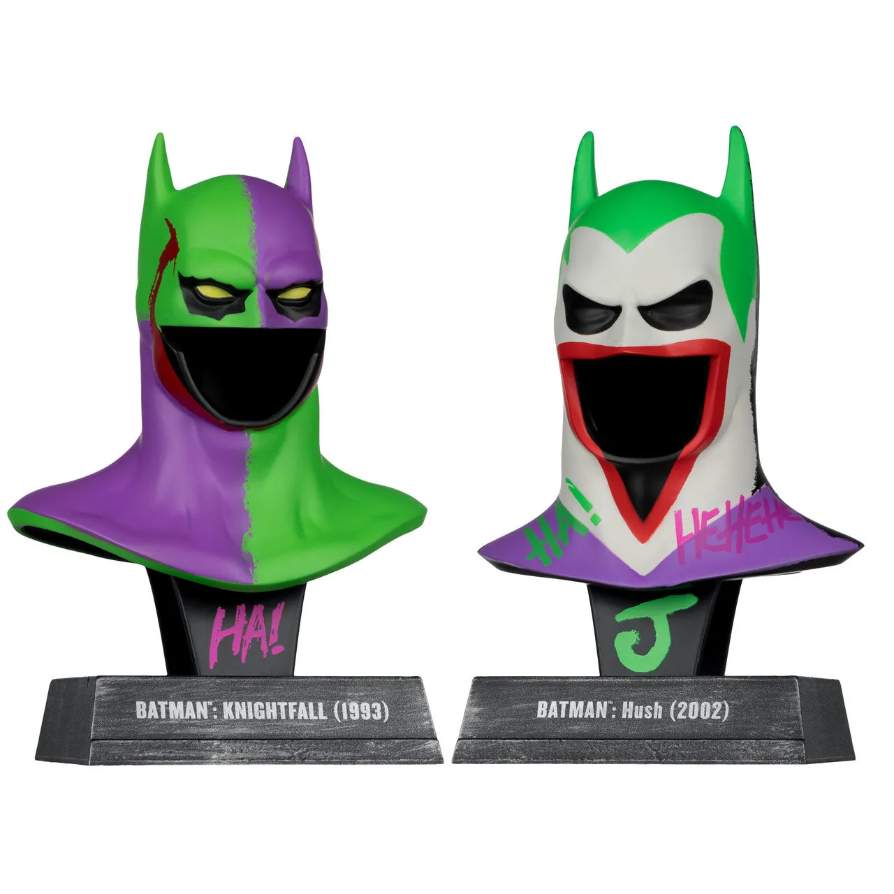 Batman DC Direct Mini Réplica 1/3 Pack de 2 Máscaras de Batman Hush & Knightfall (Jokerized) (Gold Label) 18 cm