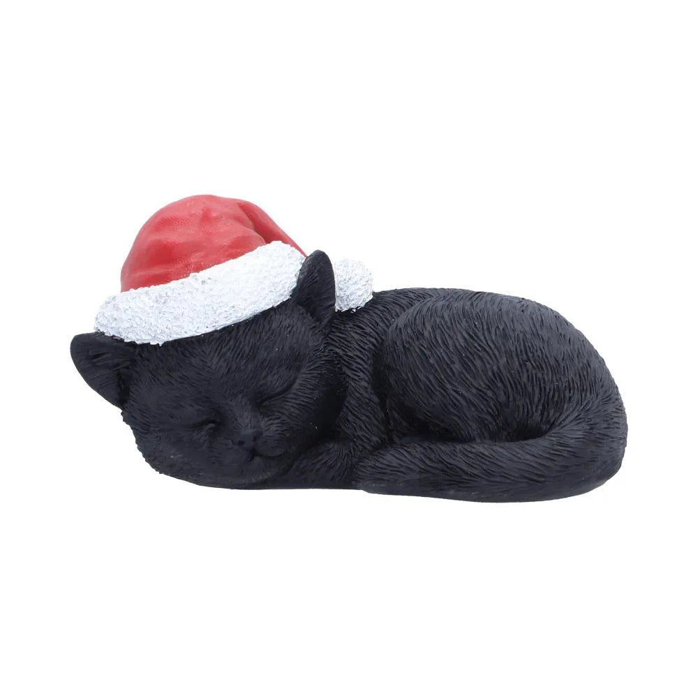 BLACK CAT SLEEPING WITH SANTA HAT Figura