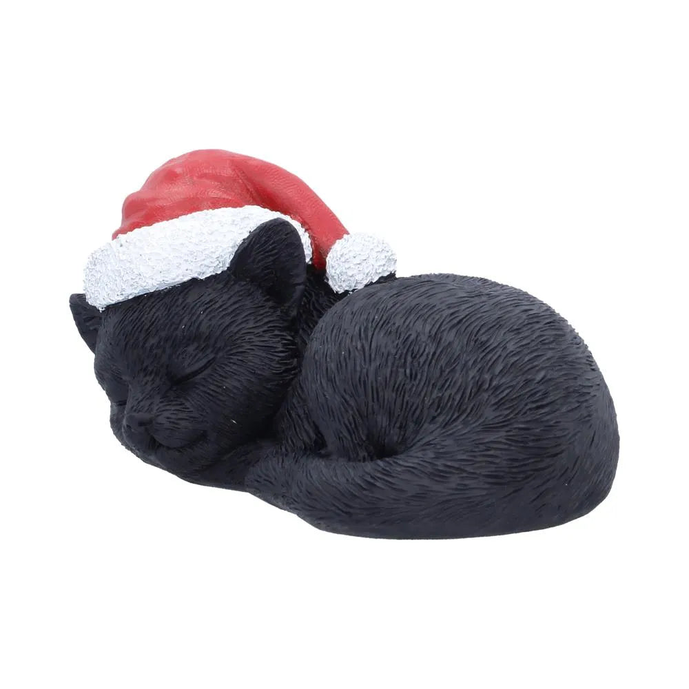 BLACK CAT SLEEPING WITH SANTA HAT Figura