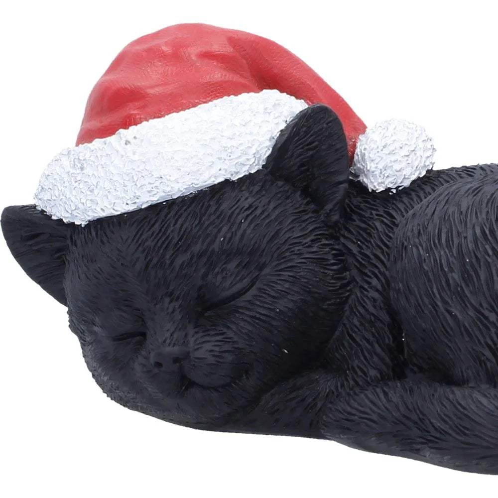 BLACK CAT SLEEPING WITH SANTA HAT Figura