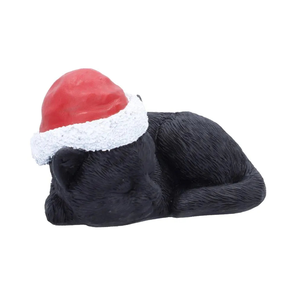 BLACK CAT SLEEPING WITH SANTA HAT Figura