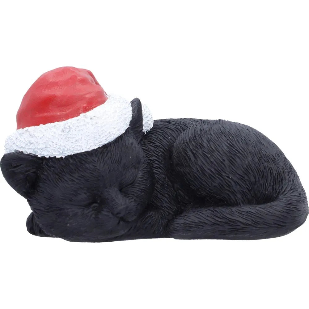 BLACK CAT SLEEPING WITH SANTA HAT Figura