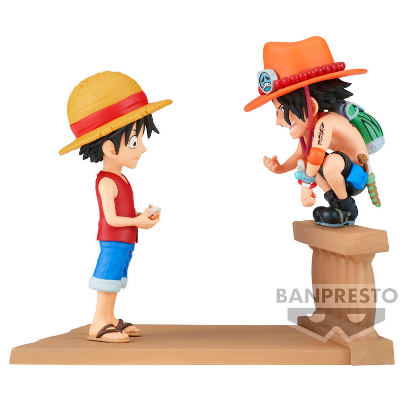 Figura banpresto one piece world collectable log stories luffy y ace 8cm
