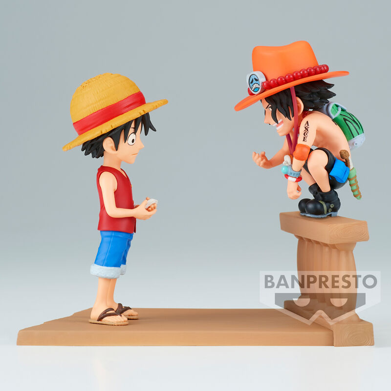 Figura banpresto one piece world collectable log stories luffy y ace 8cm