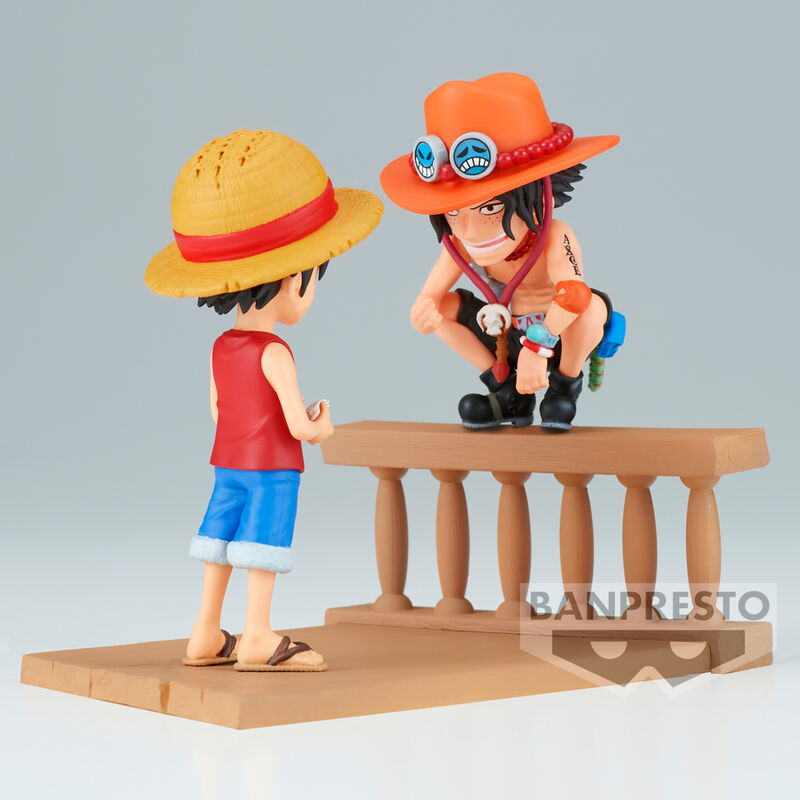 Figura banpresto one piece world collectable log stories luffy y ace 8cm
