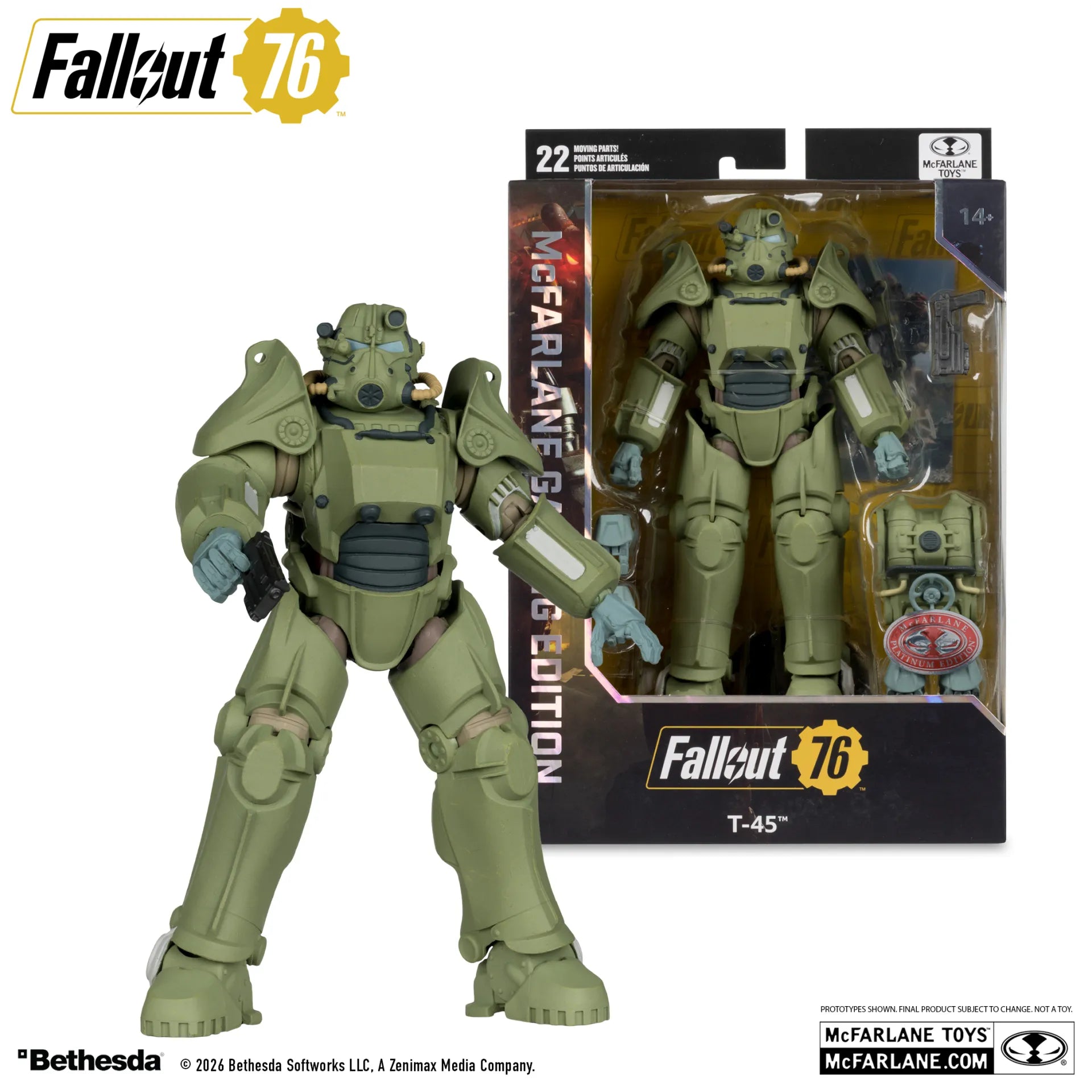 MCFARLANE GAMING EDITION 7INCH FALLOUT 76 T-45 MILITARY ARMOR ACTION Figura