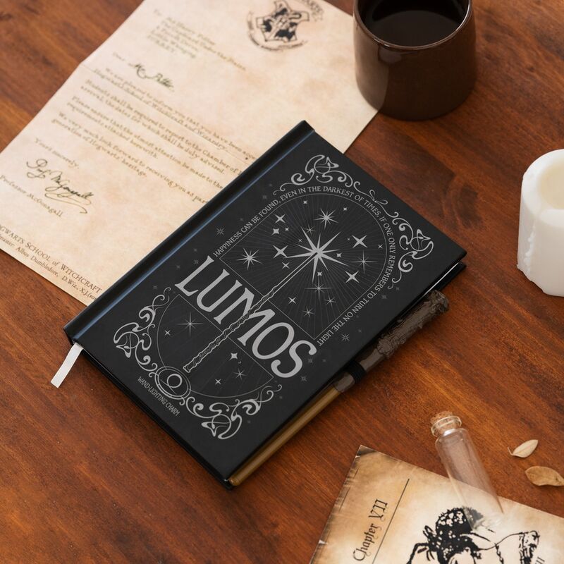 Cuaderno A5 premium led boligrafo Lumos Harry Potter