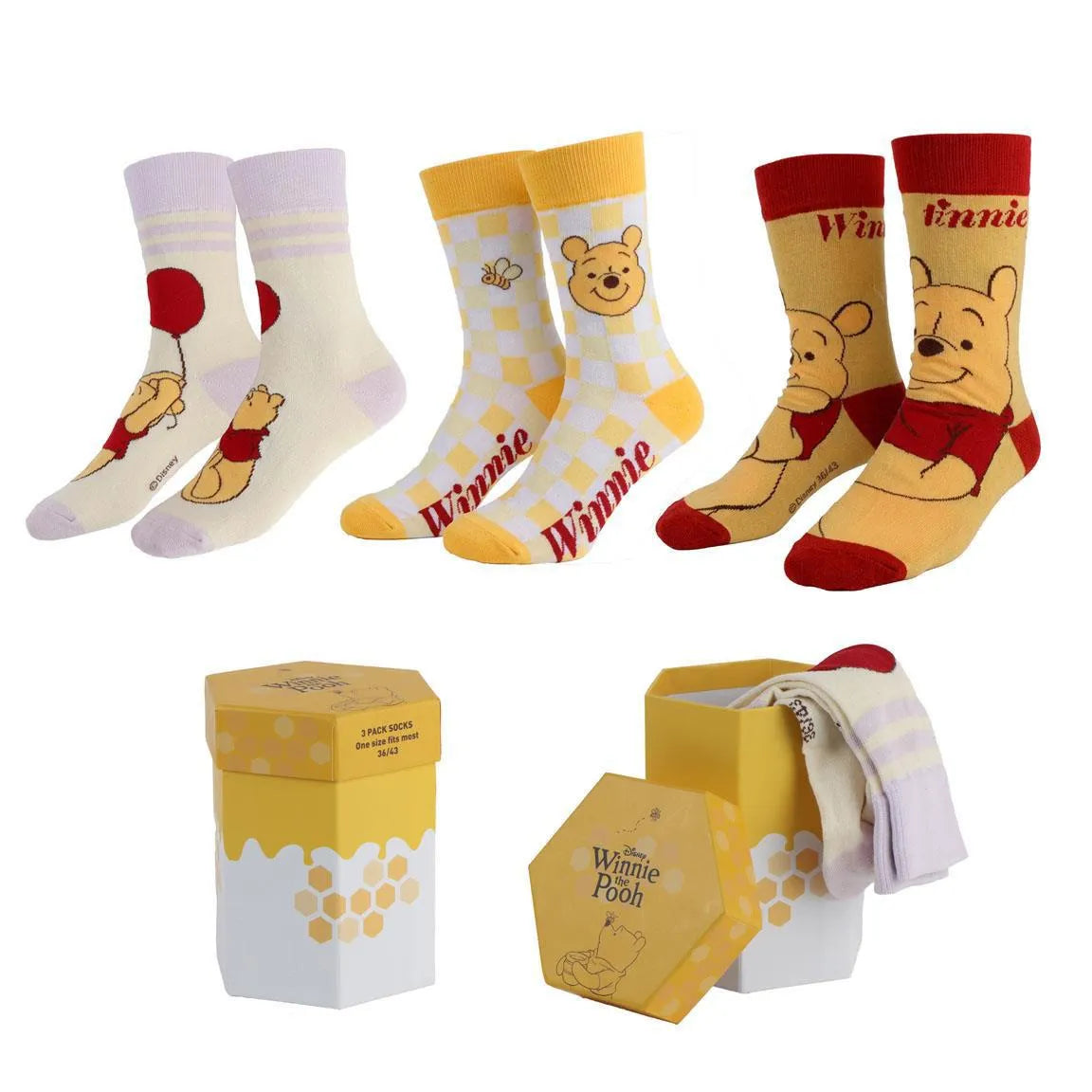 DISNEY WINNIE THE POOH Calcetines GIFT SET PACK (3)