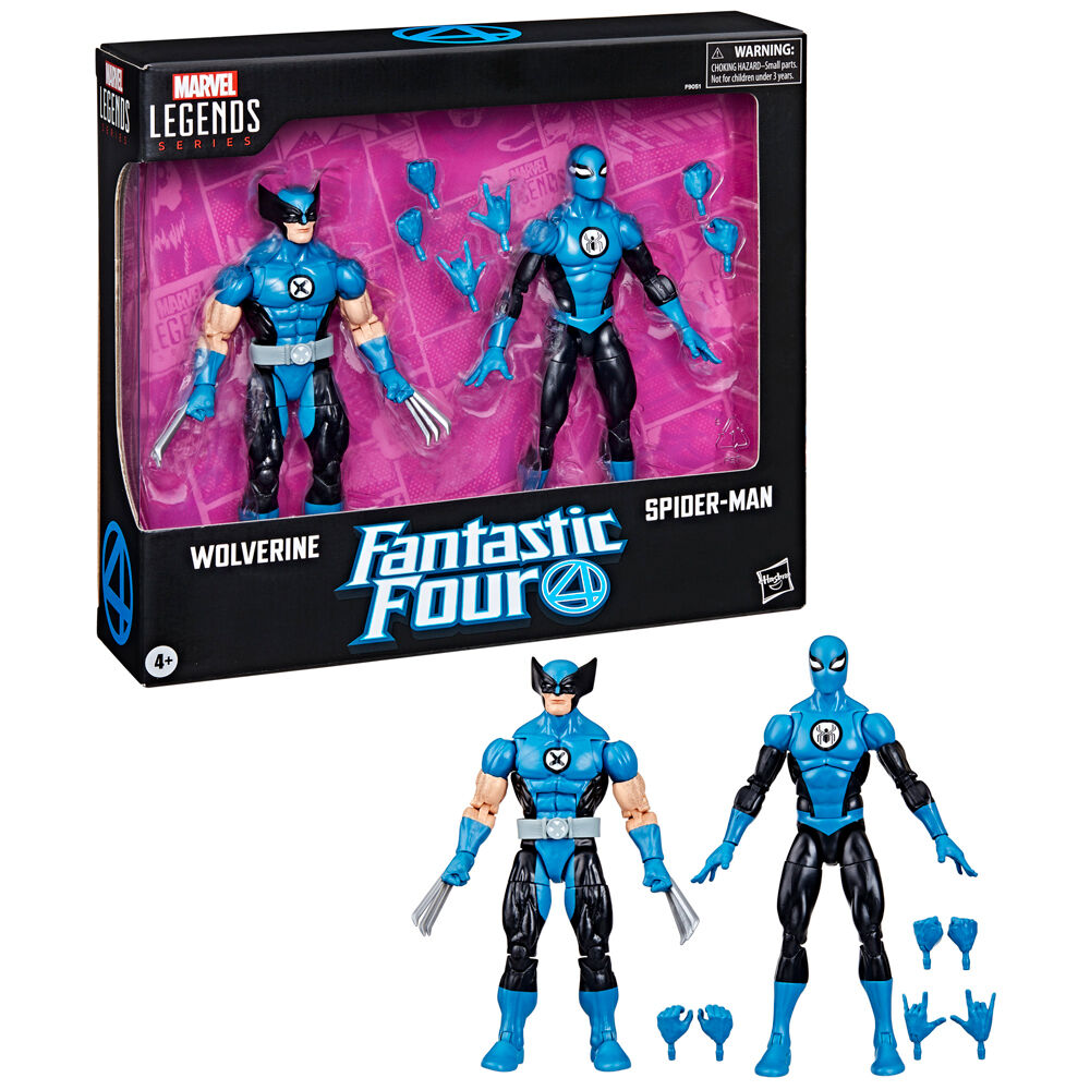 Blister 2 figuras Wolverine Spiderman Los 4 Fantasticos Marvel Frikytopia
