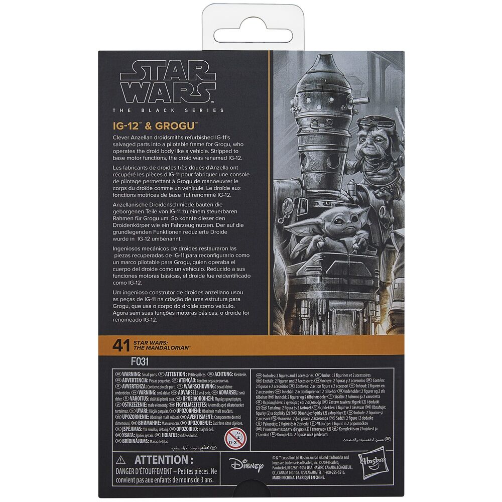 Figura hasbro star wars mandalorian black series ig-12 grogu