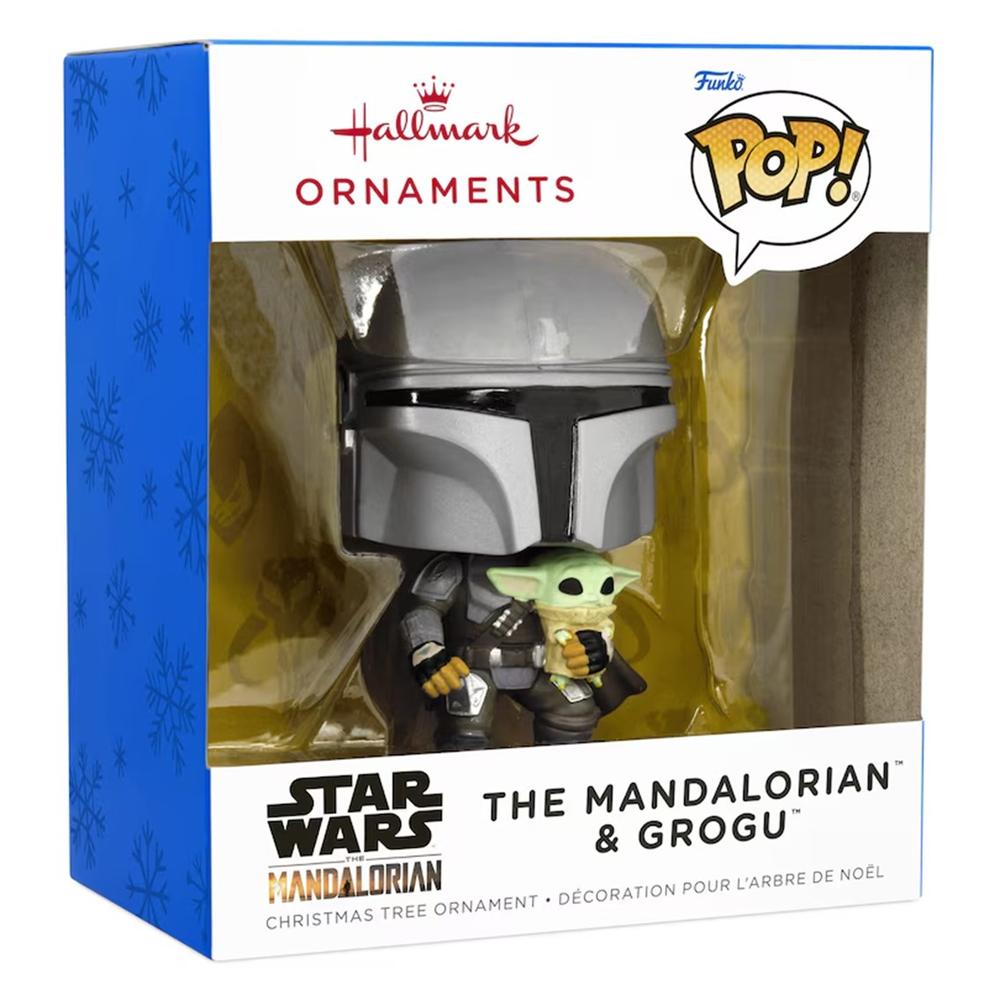 Adorno de navidad funko star wars mandaloriano y grogu