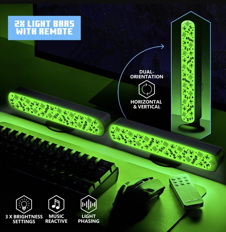 Set 2 barras de luz Creepers Minecraft