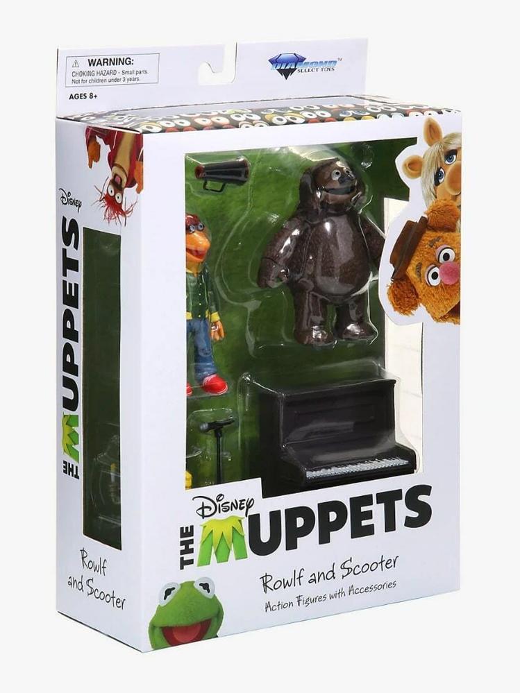 Set 2 figuras diamond select the muppets scooter y rowlf el perro