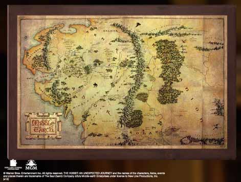 Replica noble collection el hobbit mapa de la tierra media montado Frikytopia