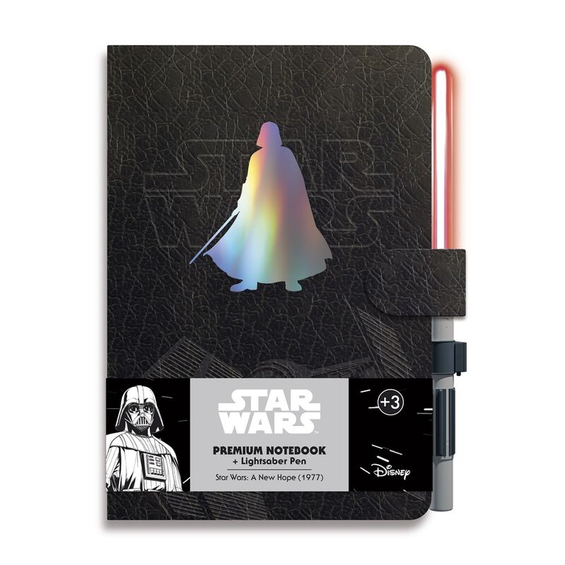 Cuaderno A5 premium + boligrafo sable de luz Darth Vader Star Wars Frikytopia