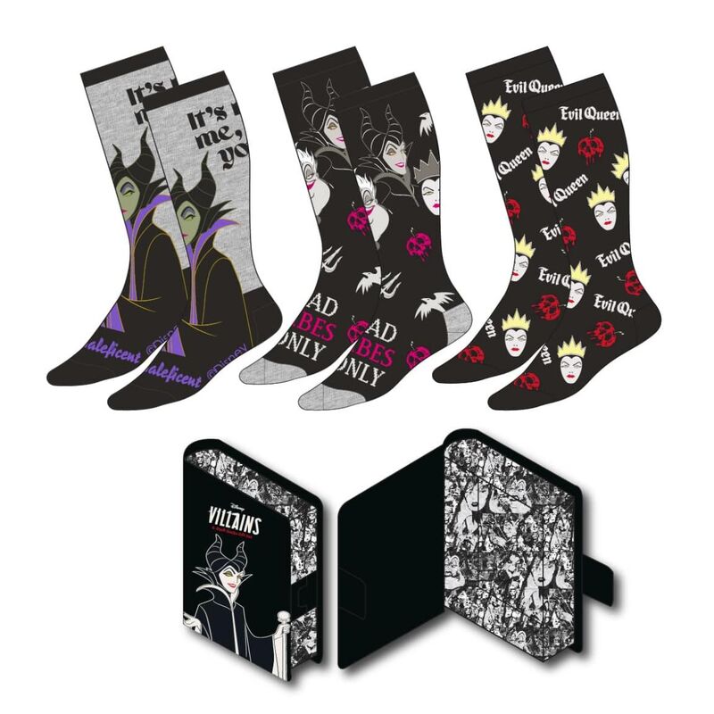 Disney Villains Pack de 3 Pares de calcetines 36-43