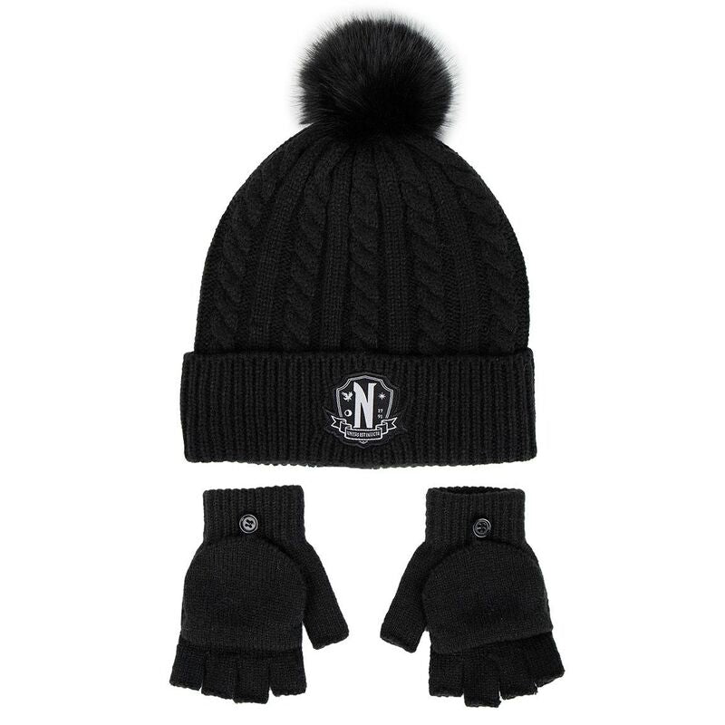 Wednesday Set de Beanie & Guantes Nervermore