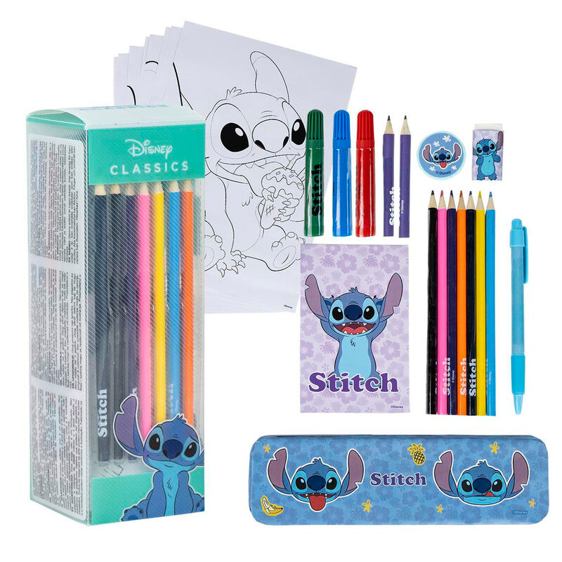 Set papeleria coloreable Stitch Disney Frikytopia