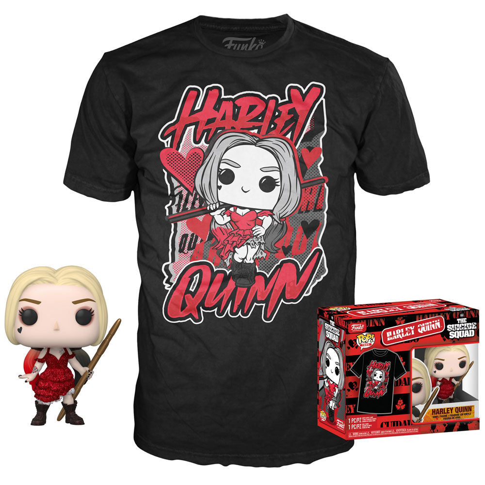Set Figura POP Tee DC Comics Escuadron Suicida Harley Quinn Talla M