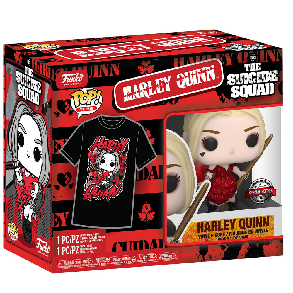 Set Figura POP Tee DC Comics Escuadron Suicida Harley Quinn Talla M