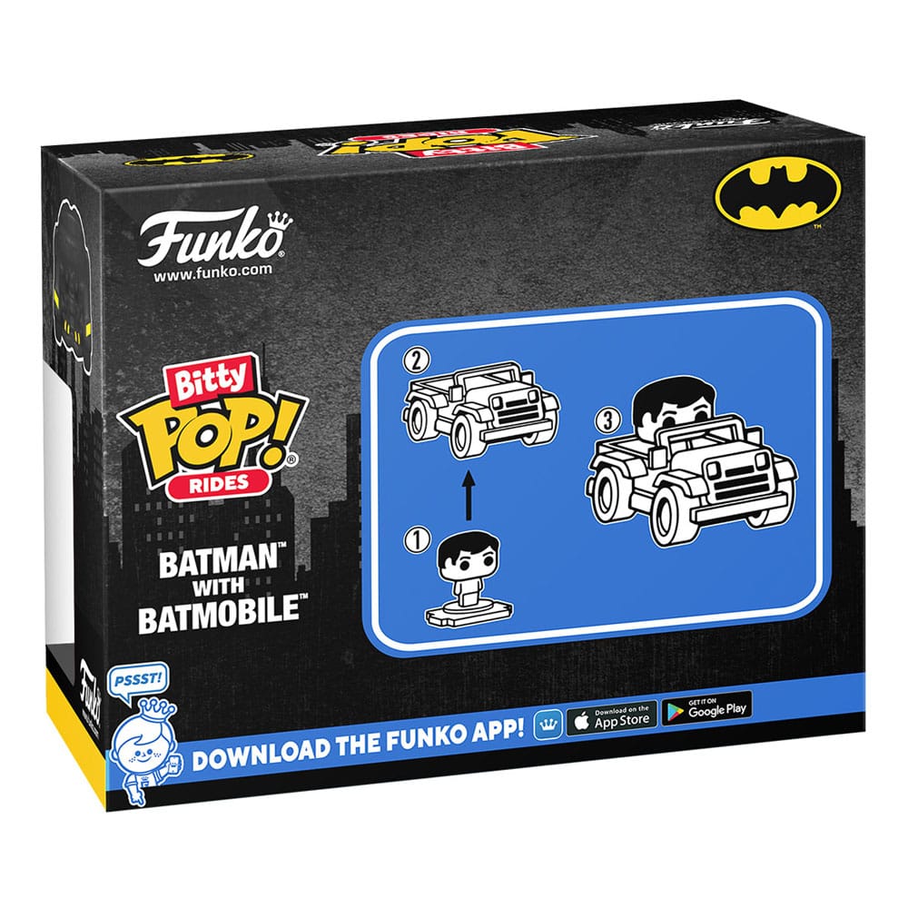 DC Comics Bitty POP Rides Vinyl Figura Batman w Batmobile 2,5cm