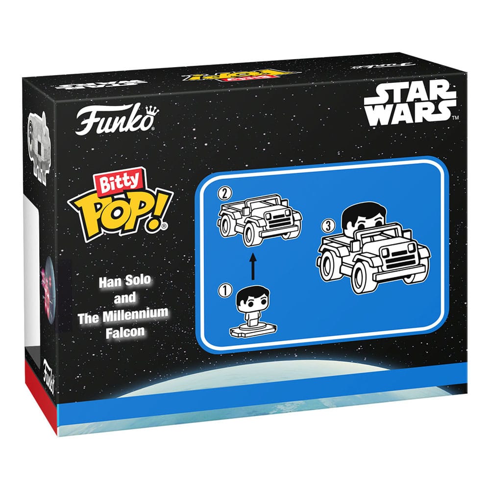 Star Wars Bitty POP Rides Vinyl Figura Display Han Solo w Millenium Falcon 2,5cm