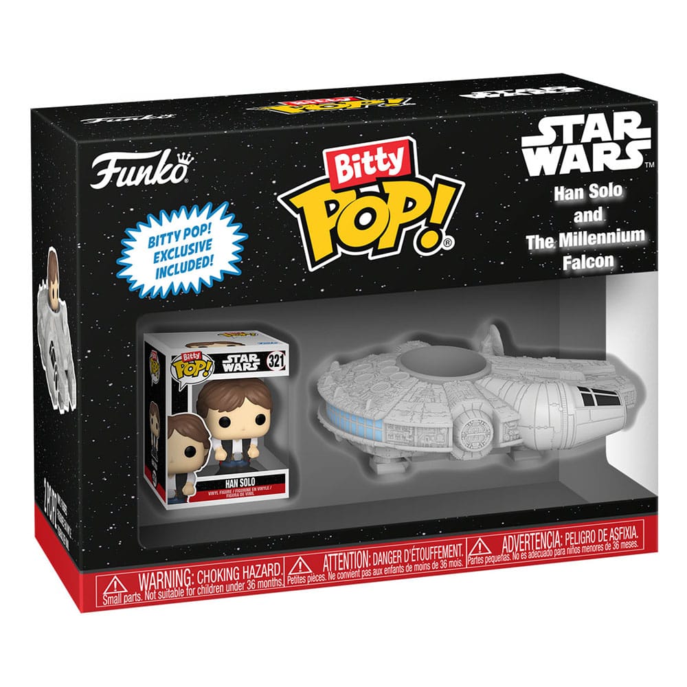 Star Wars Bitty POP Rides Vinyl Figura Display Han Solo w Millenium Falcon 2,5cm